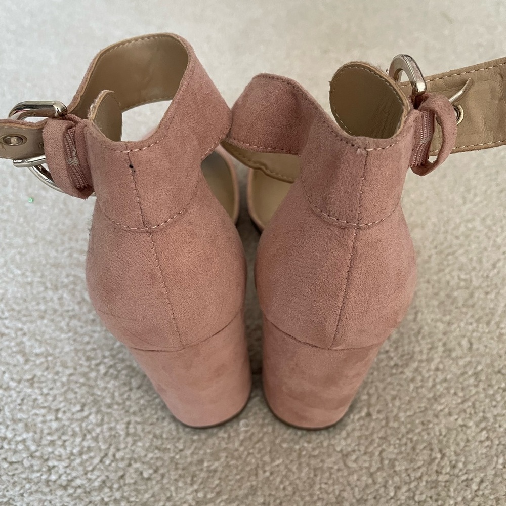 Pink Suede Closed Toe Heals - Picture 4 of 7